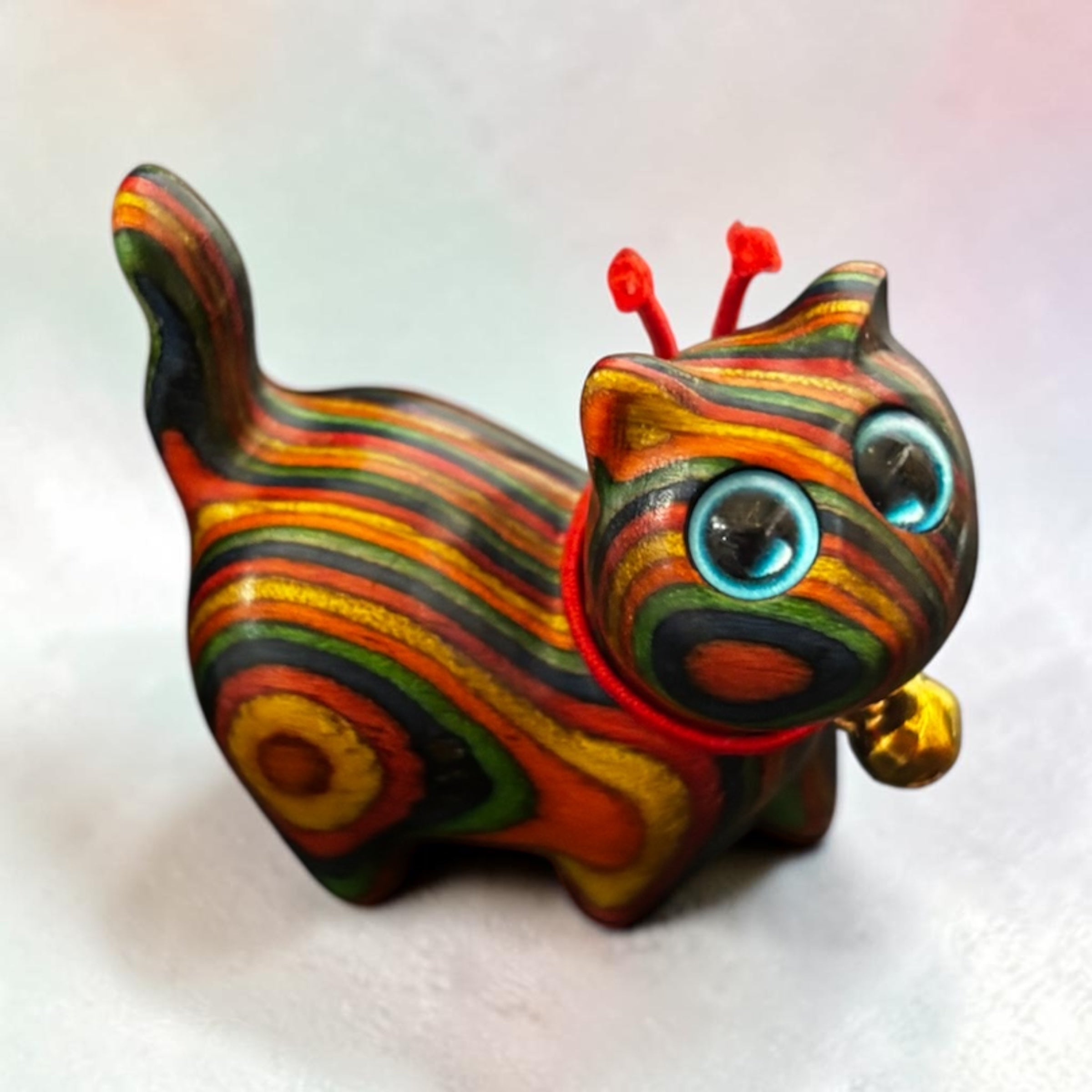 Rainbow Wooden Cat